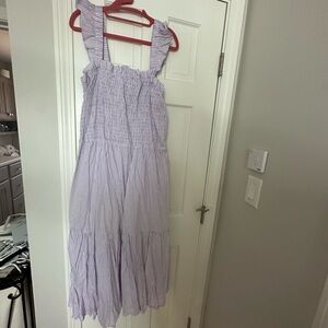 Striped purple/white smocked dress